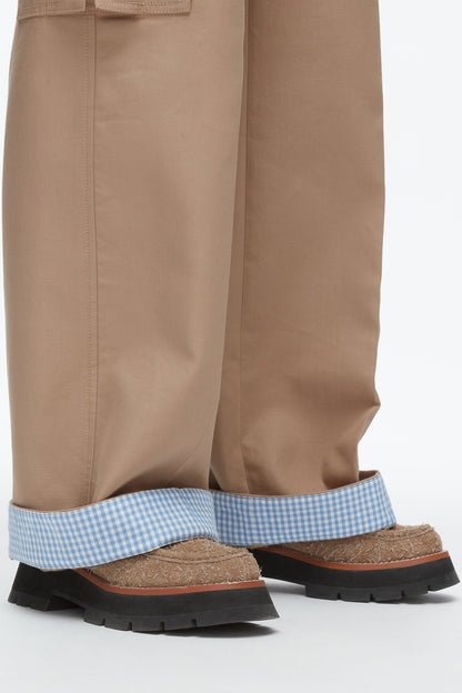 Carpenter Cargo Pants with Plaid Cuffs Praline Multi