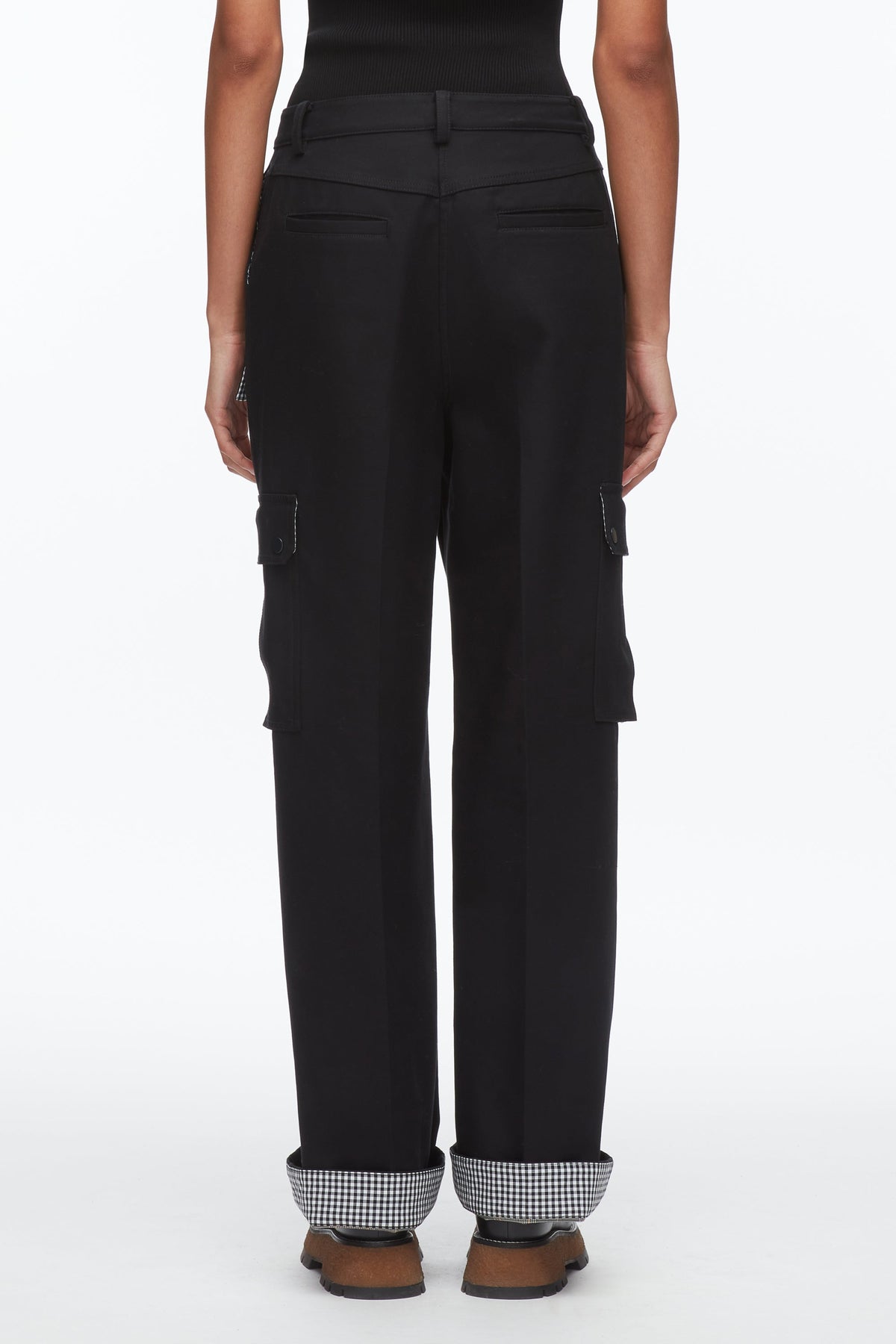 Carpenter Cargo Pants with Plaid Cuffs Black Multi