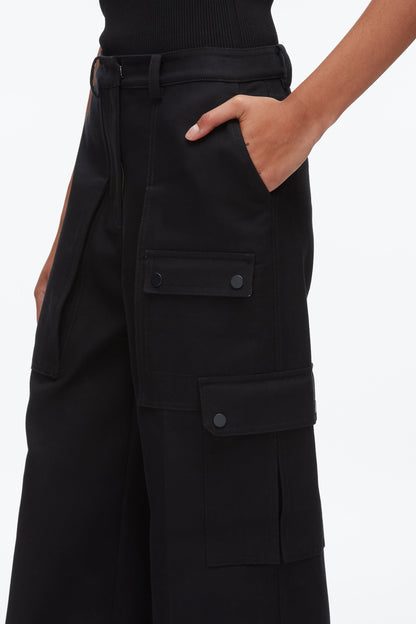 Carpenter Cargo Pants with Plaid Cuffs Black Multi