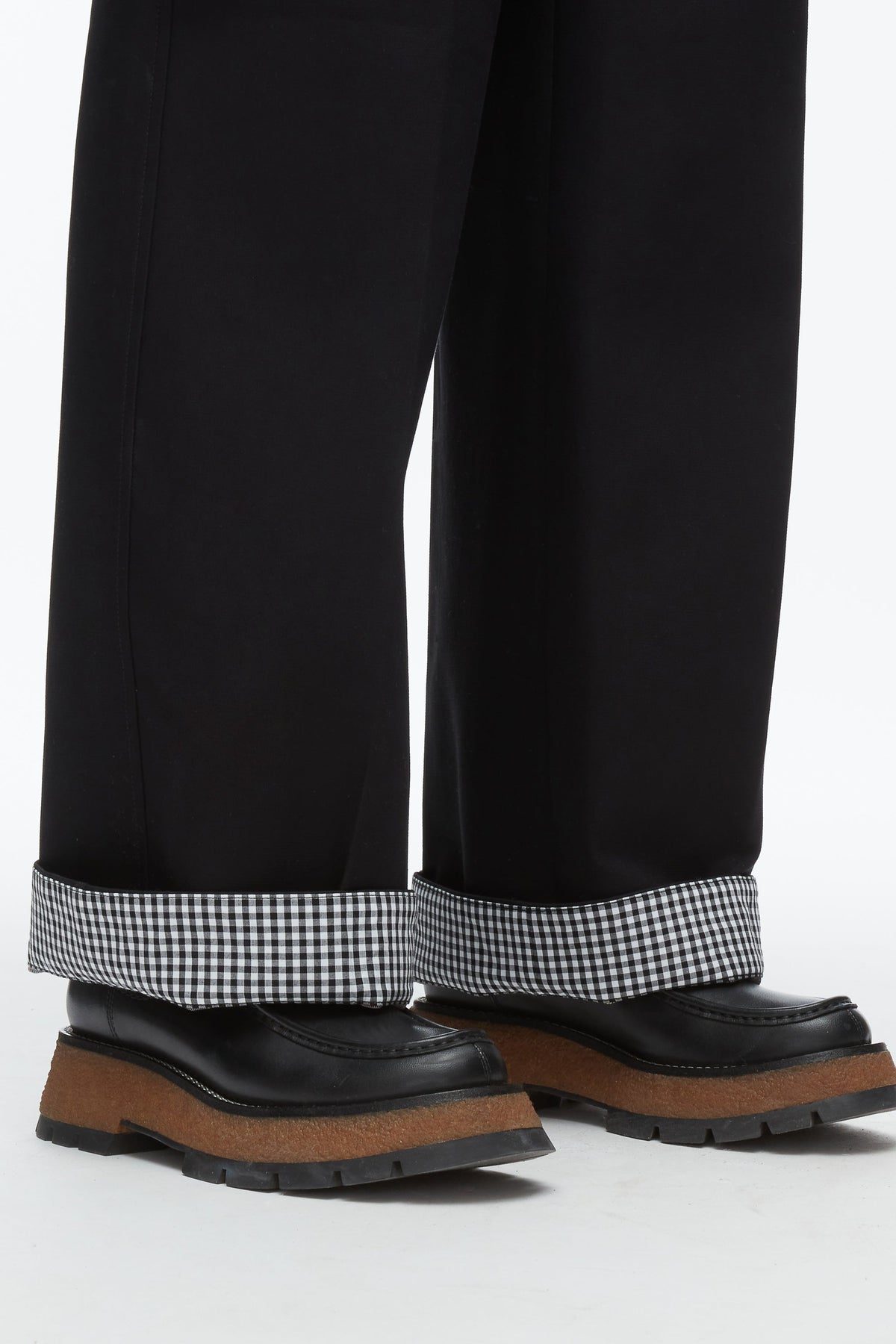 Carpenter Cargo Pants with Plaid Cuffs Black Multi