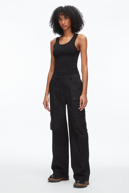 Carpenter Cargo Pants with Plaid Cuffs Black Multi