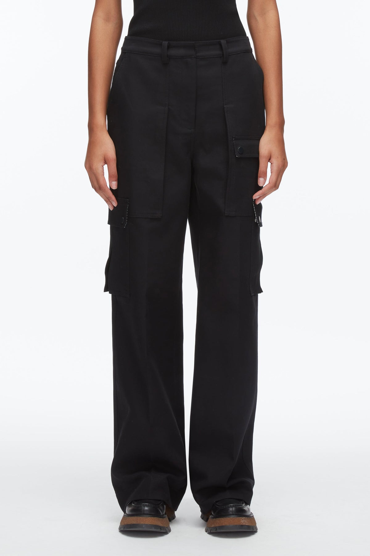 Carpenter Cargo Pants with Plaid Cuffs Black Multi