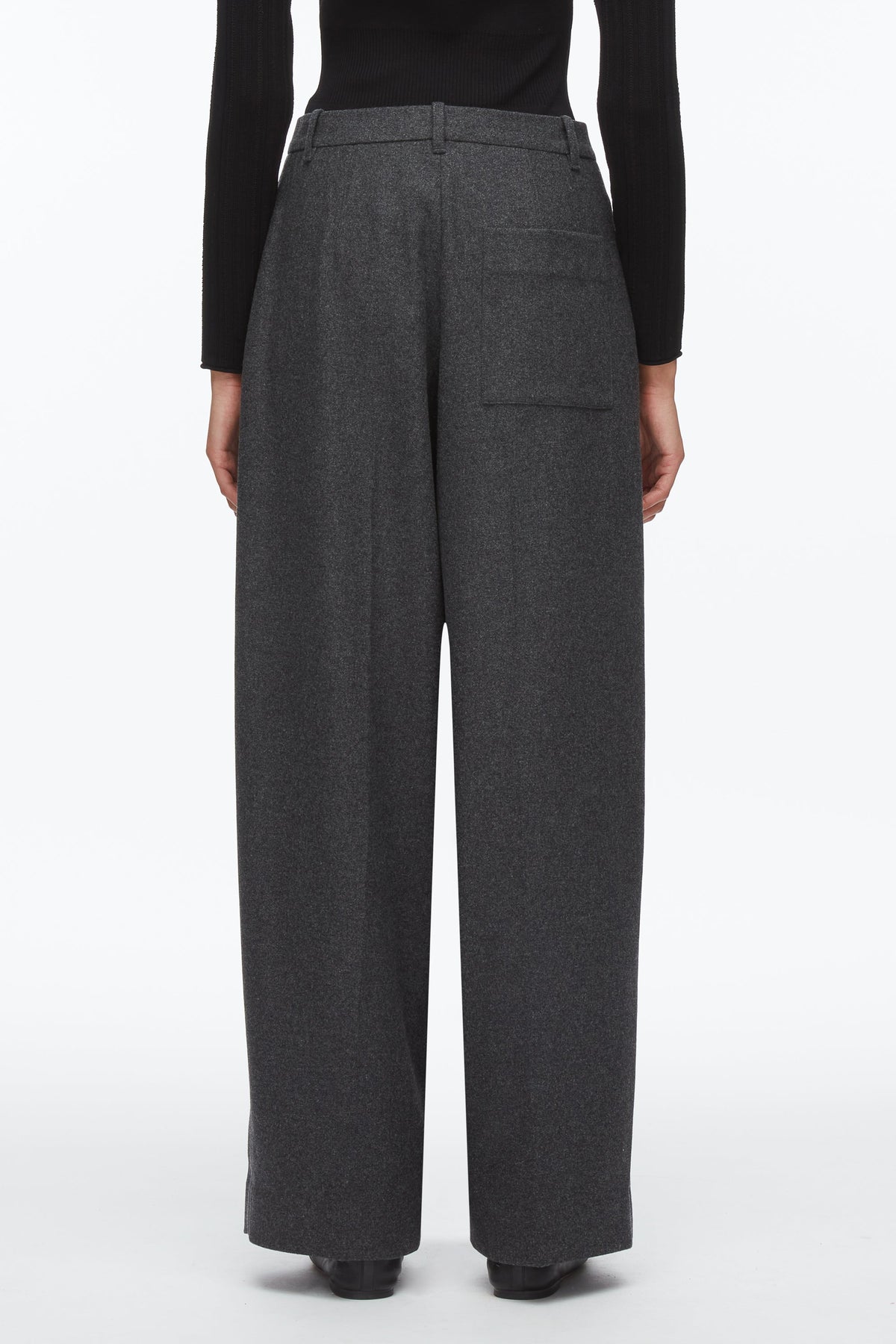 Flannel Double Pleat Trouser Charcoal