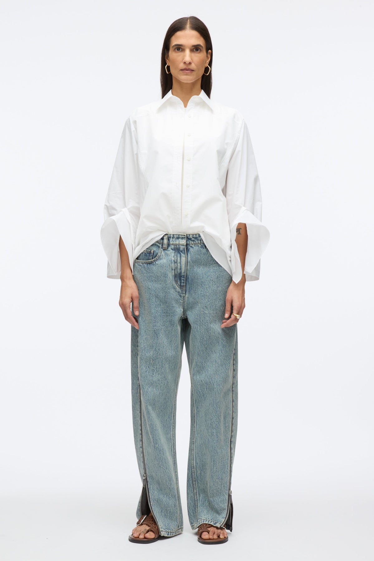 Curve Denim Petite Pant with Zippers Washed Indigo