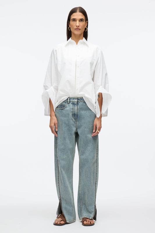Curve Denim Pant with Zippers Washed Indigo