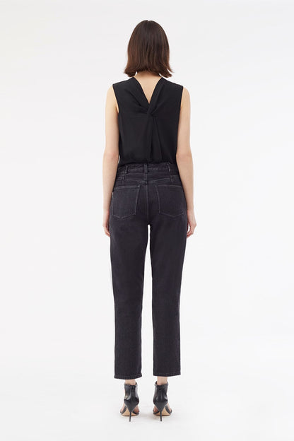 Zippered Denim Pant Black