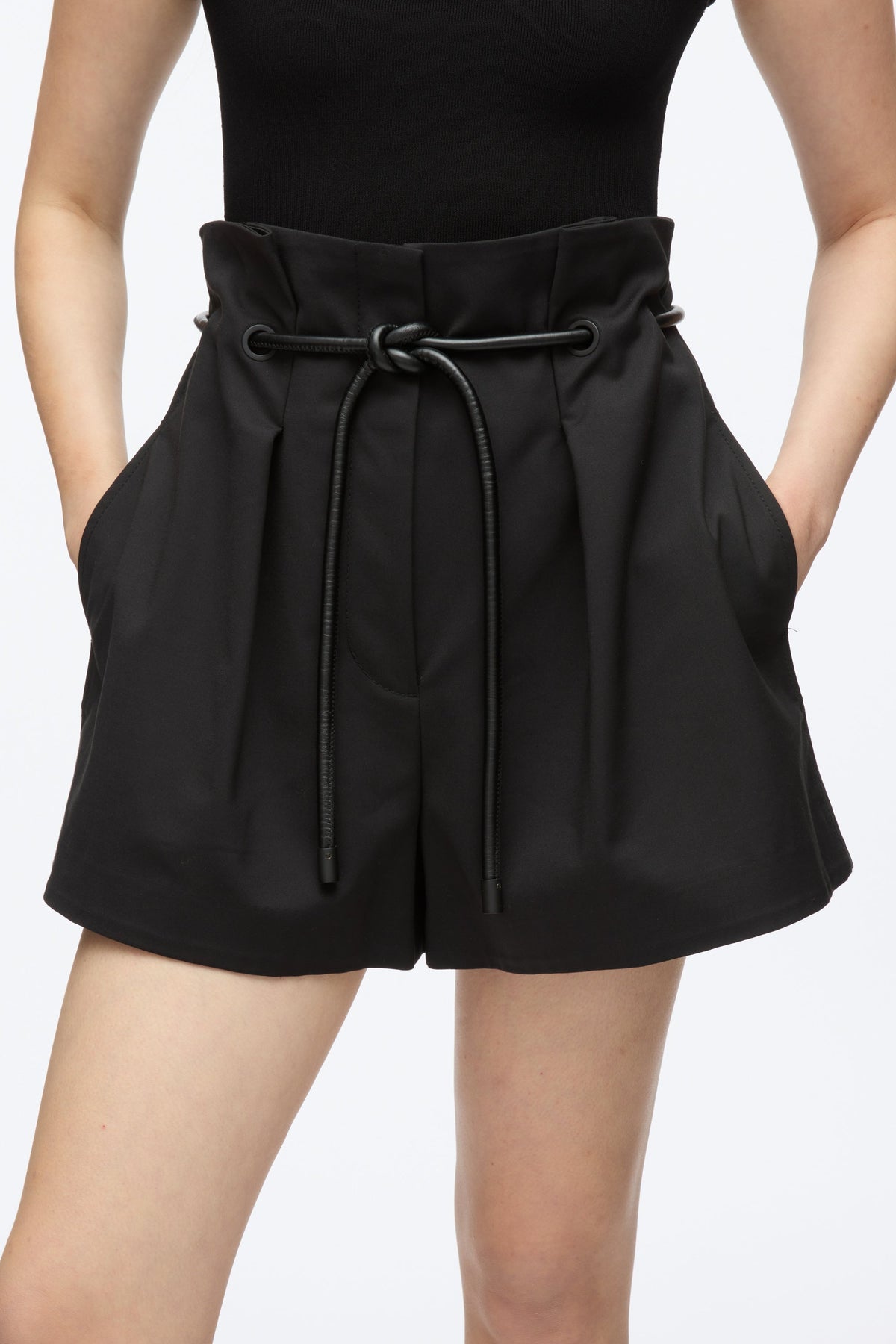 Origami Pleated Shorts Black