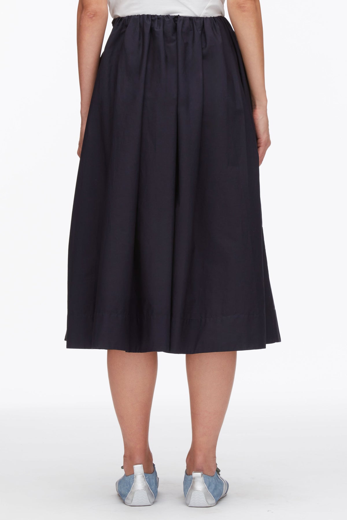 Belted Gathered Midi Skirt Midnight