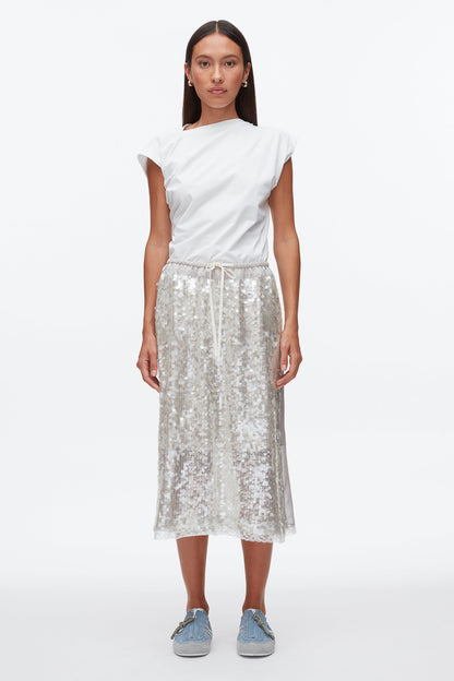 Sequin Midi Skirt Fog