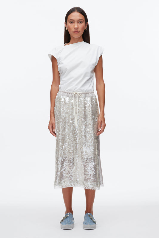 Sequin Midi Skirt Fog