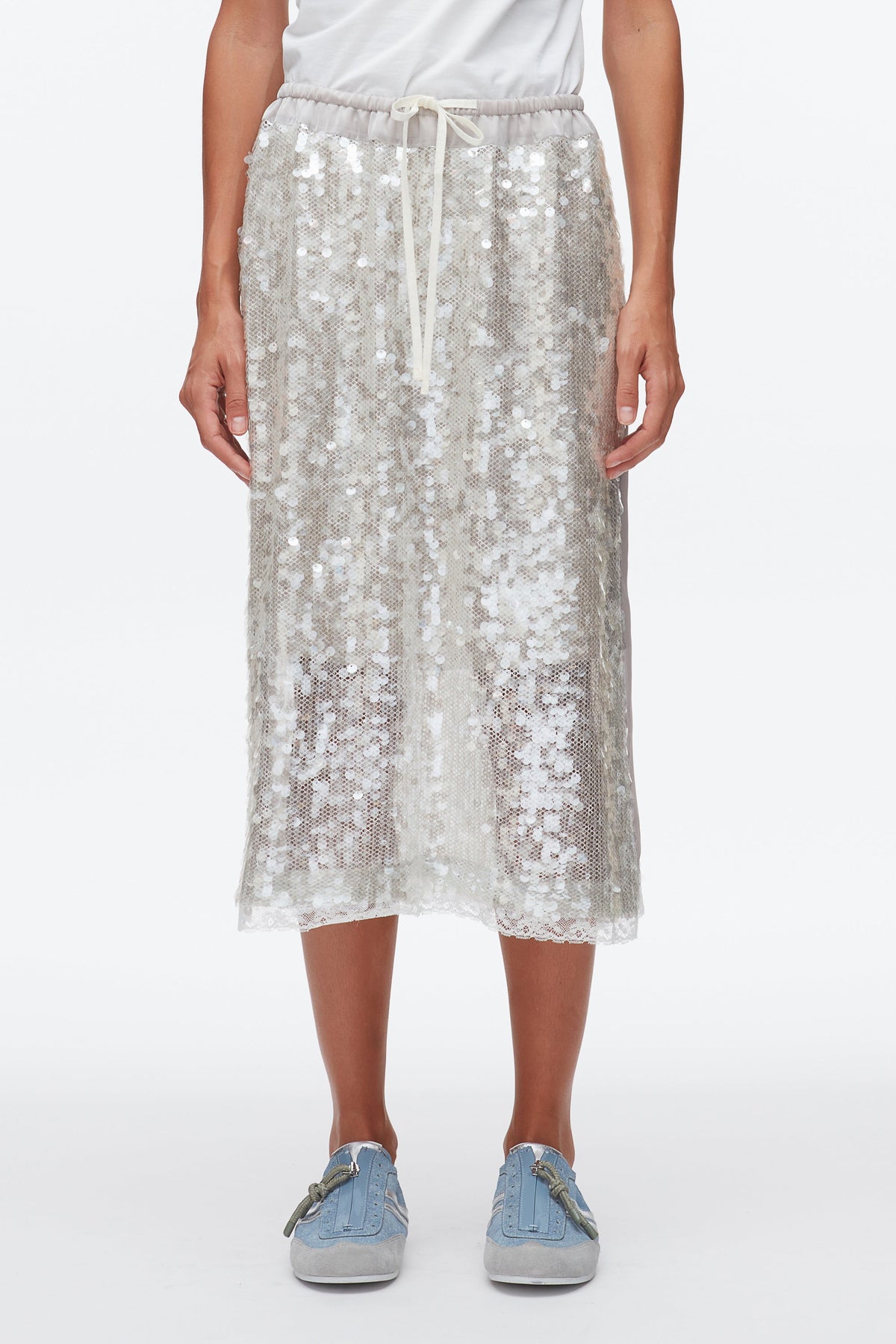 Sequin Midi Skirt Fog