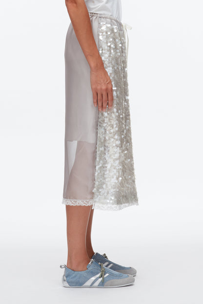 Sequin Midi Skirt Fog