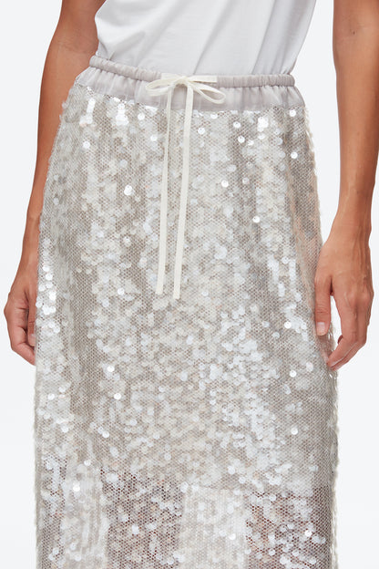 Sequin Midi Skirt Fog