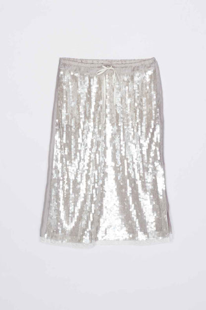 Sequin Midi Skirt Fog