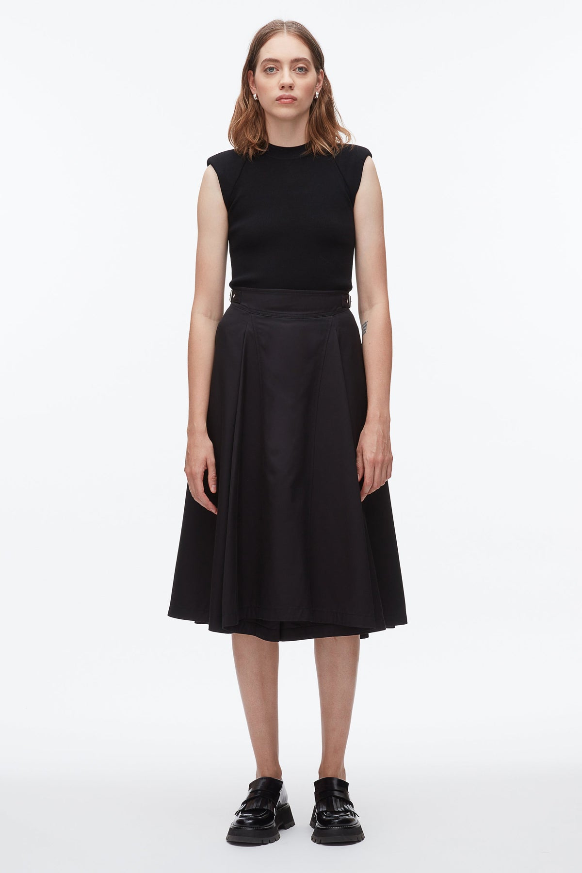 Pleated Utility Skirt Black