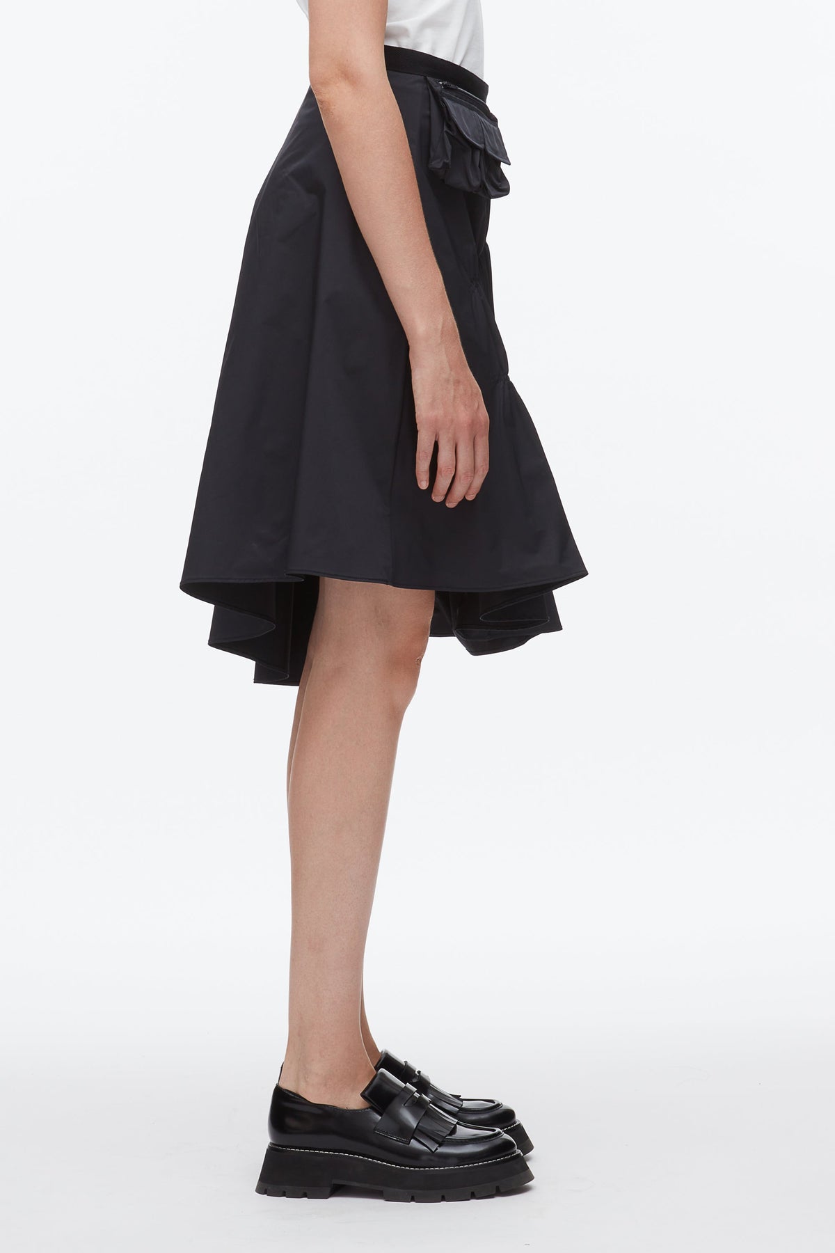 Ripstop Asymmetric Skirt with Ruching Midnight
