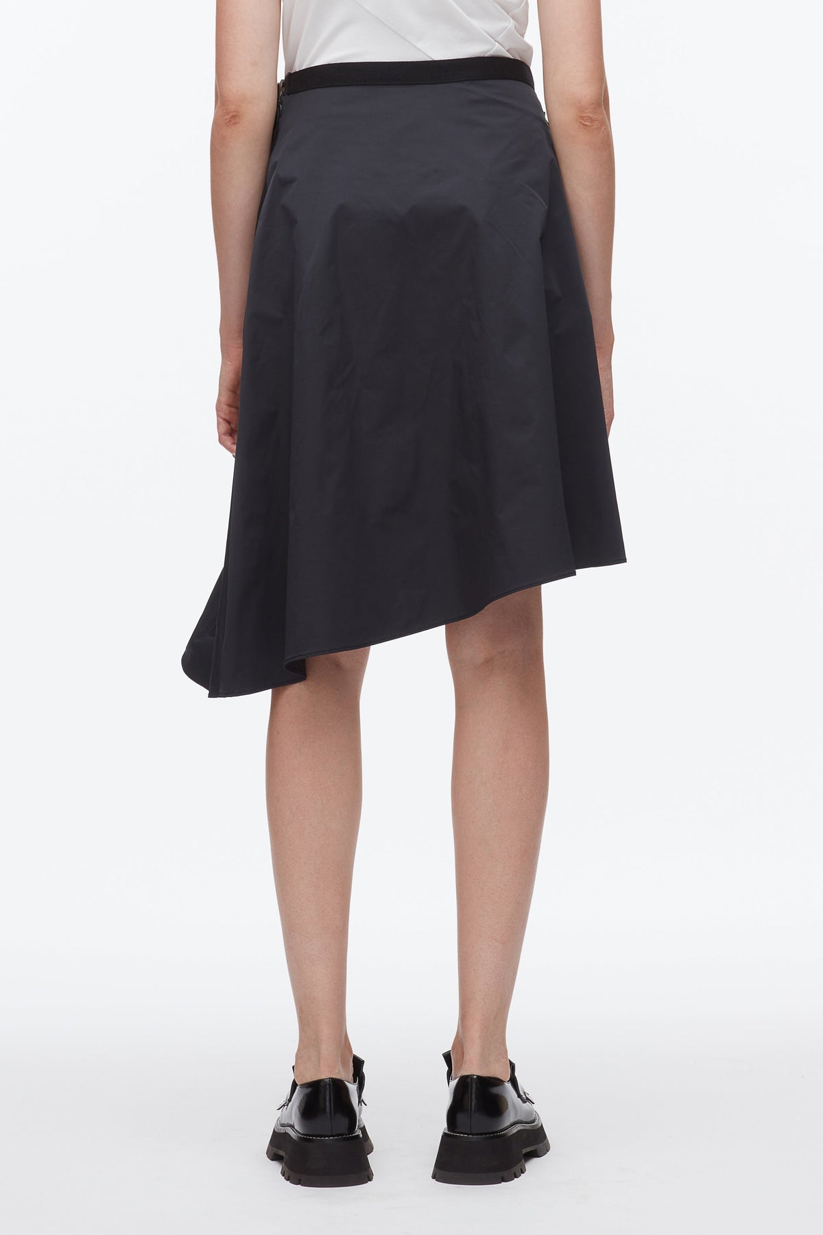 Ripstop Asymmetric Skirt with Ruching Midnight