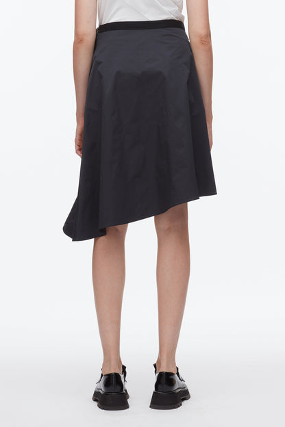 Ripstop Asymmetric Skirt with Ruching Midnight