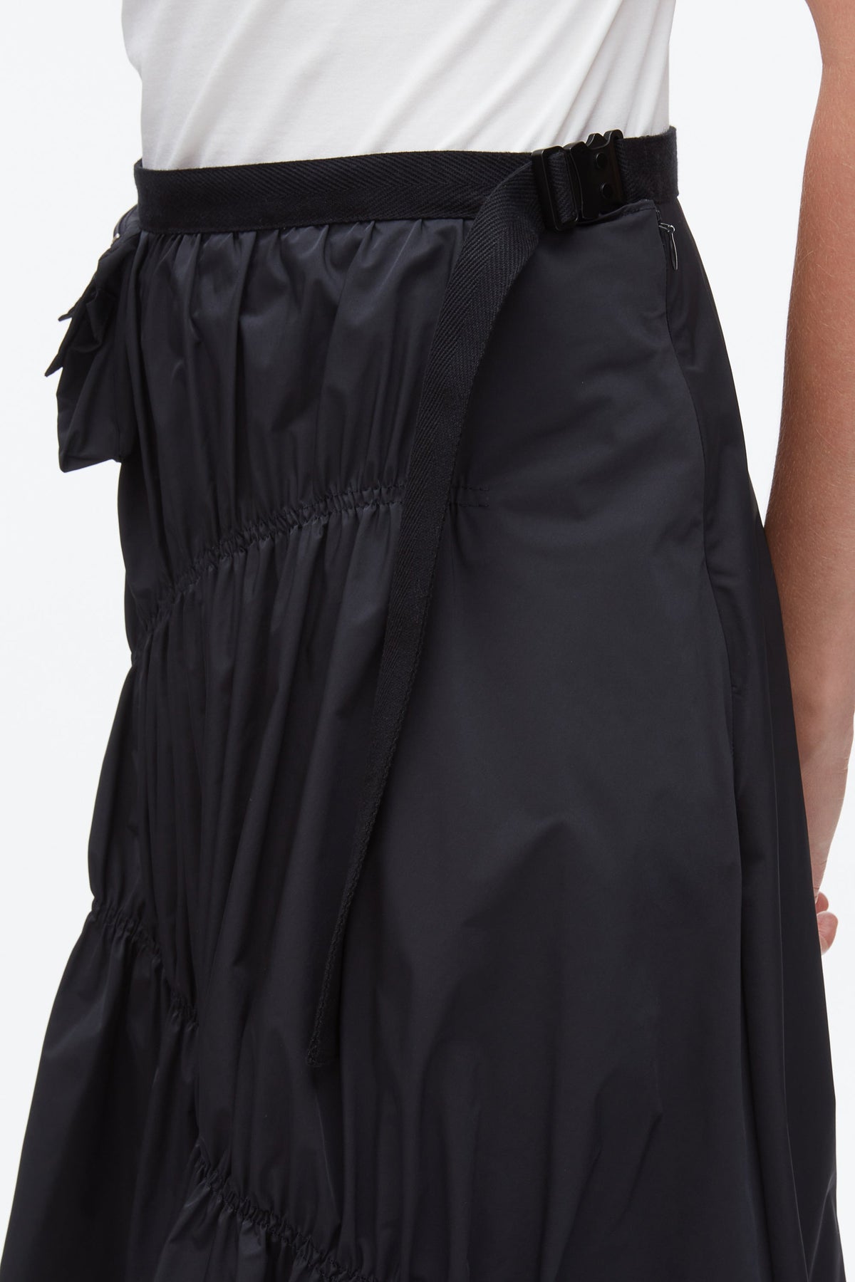 Ripstop Asymmetric Skirt with Ruching Midnight