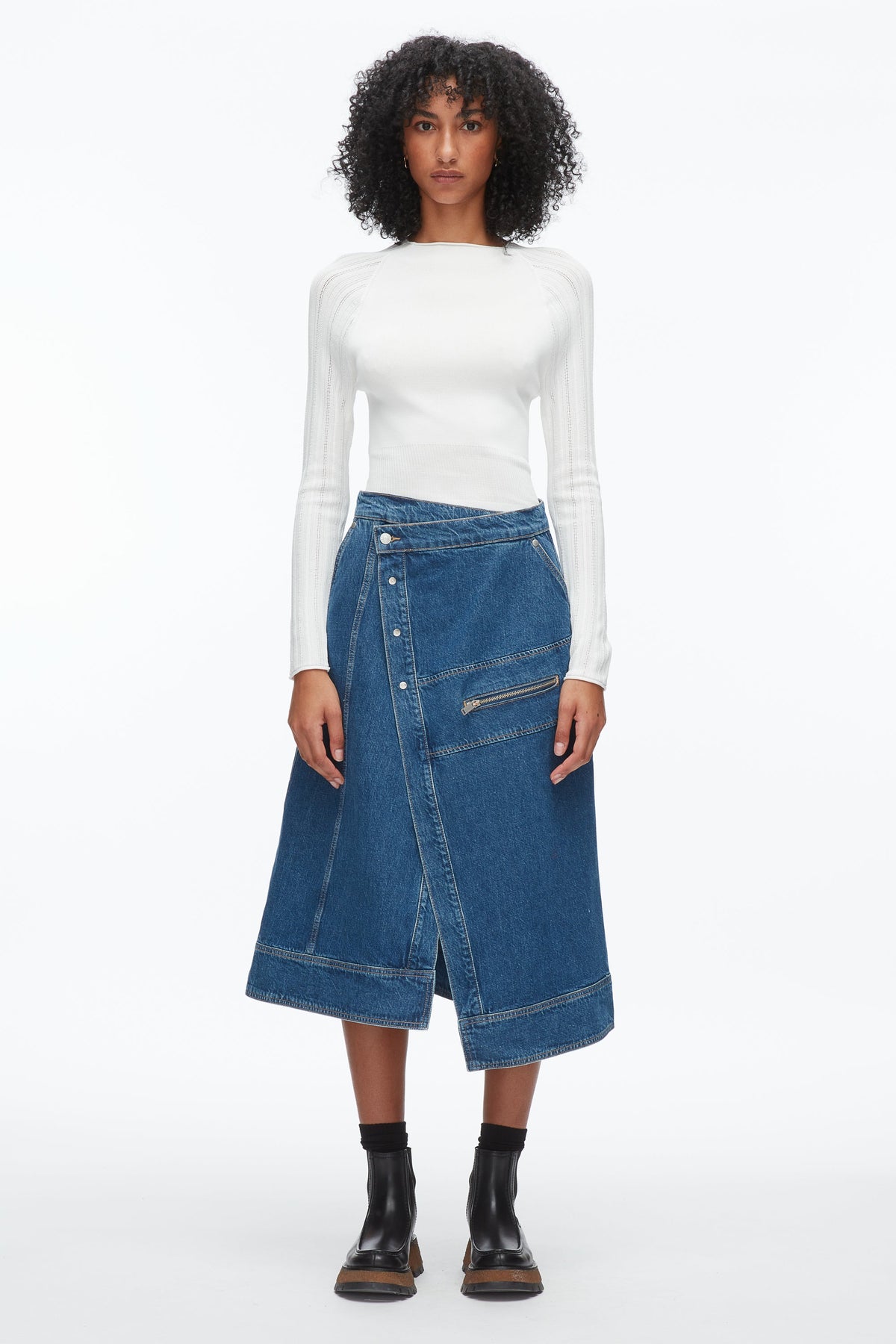 Denim Wrap Skirt Indigo