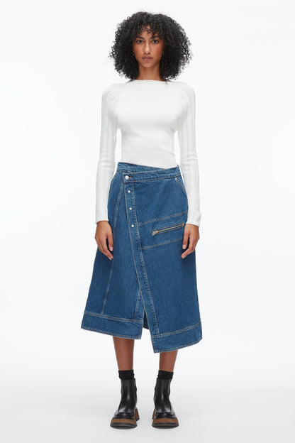 Denim Wrap Skirt Indigo