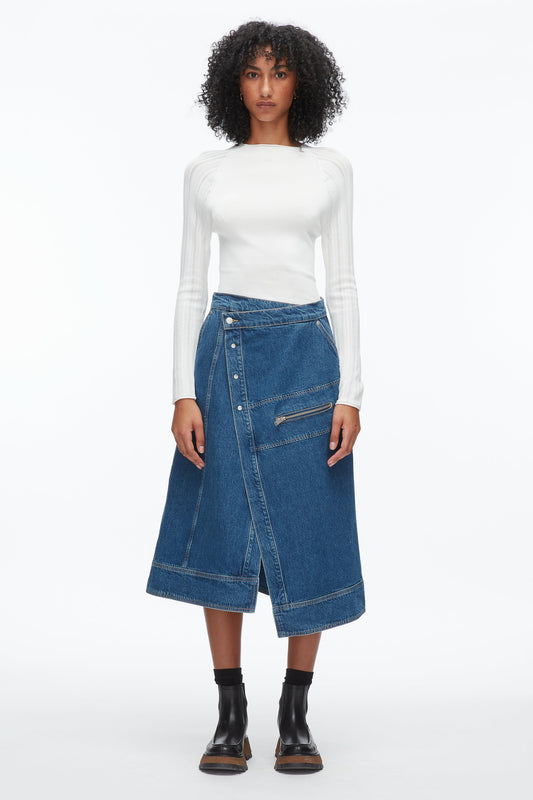 Denim Wrap Skirt Indigo