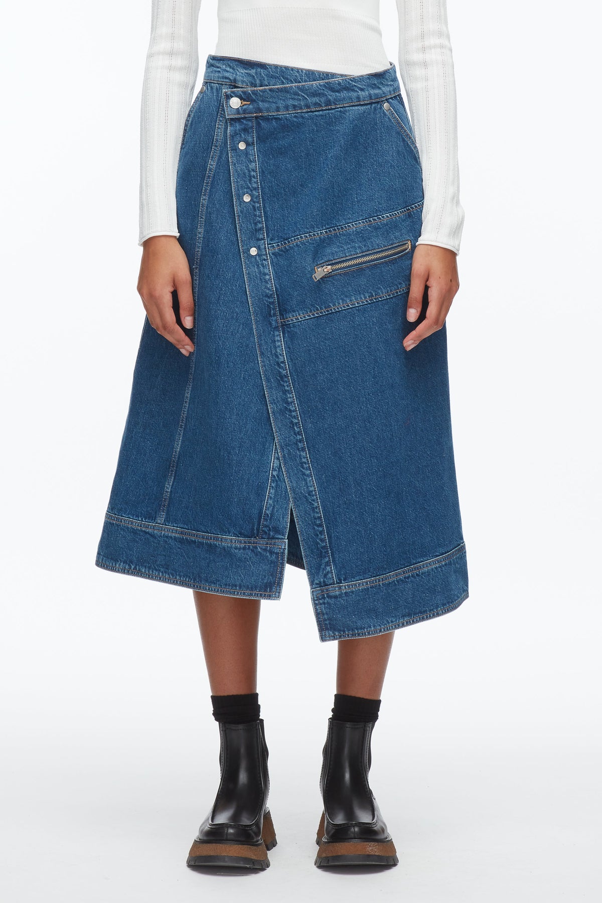 Denim Wrap Skirt Indigo