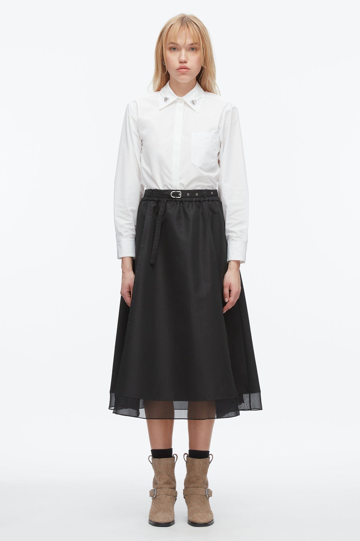 Belted Midi Skirt Black