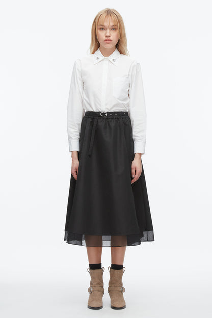 Belted Midi Skirt Black
