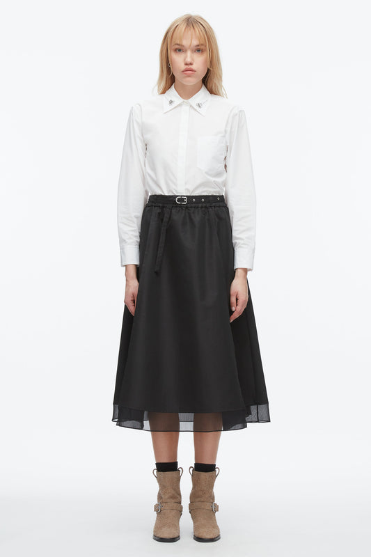 Belted Midi Skirt Black