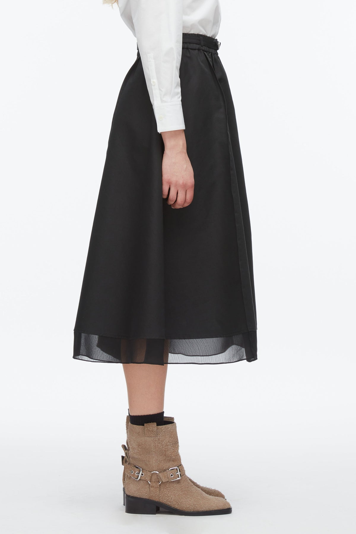 Belted Midi Skirt Black