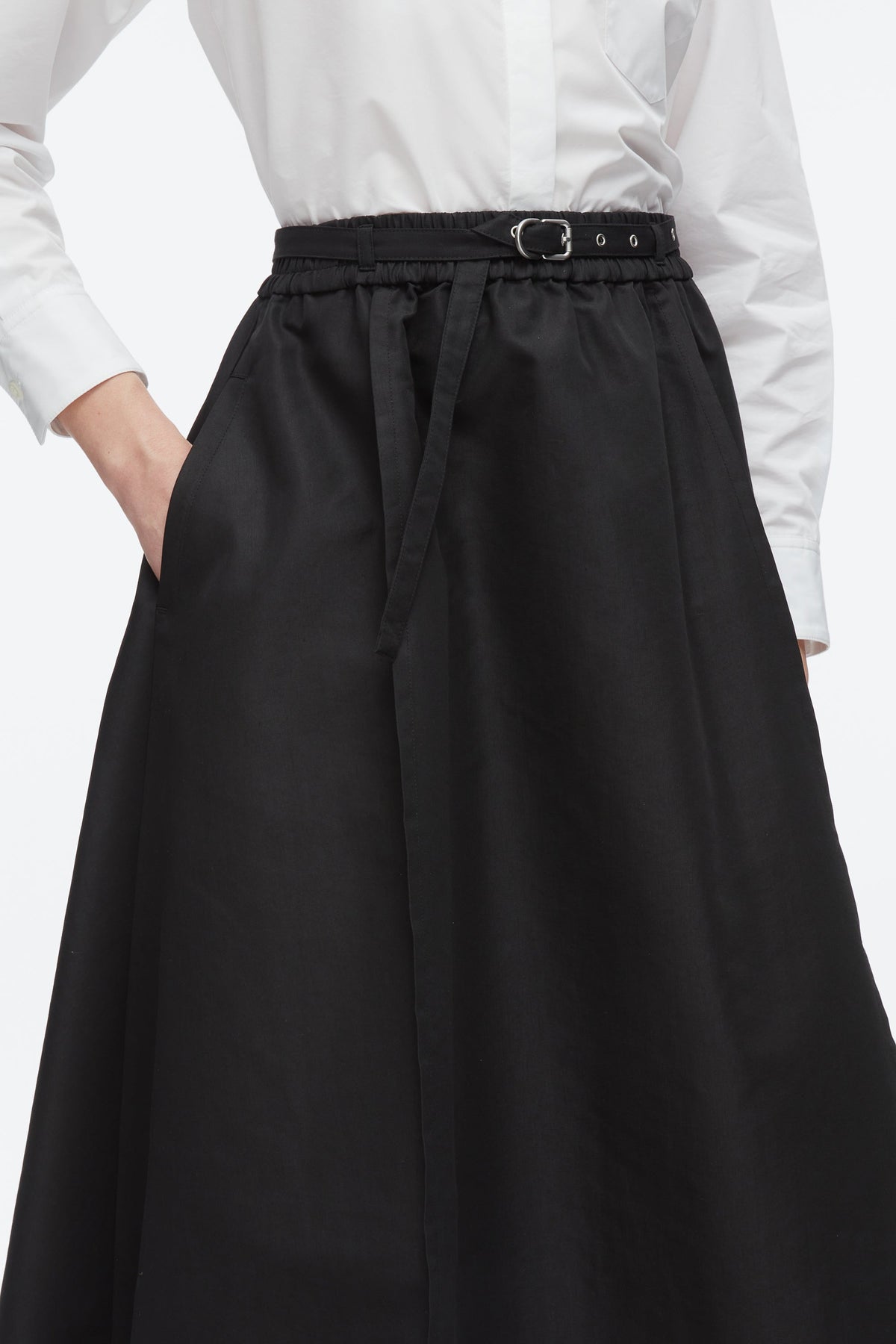 Belted Midi Skirt Black