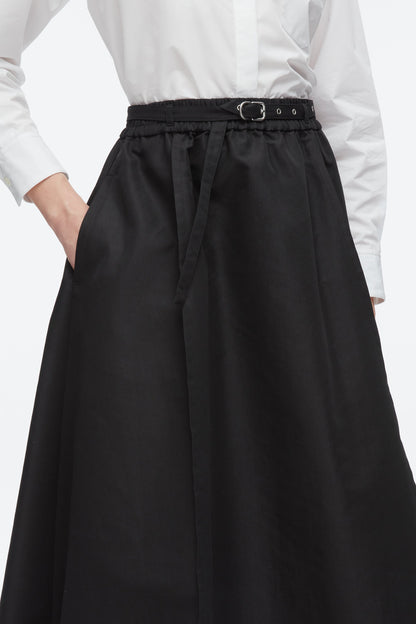 Belted Midi Skirt Black