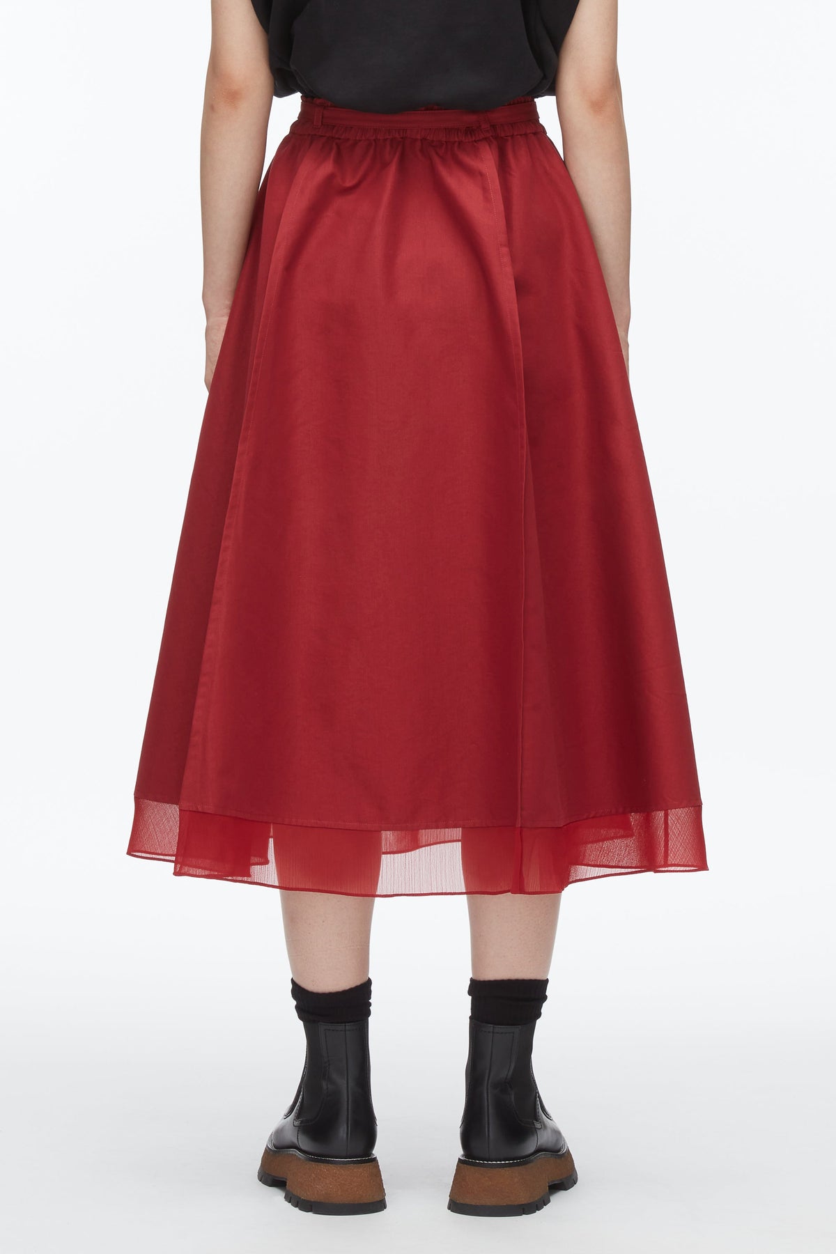 Belted Midi Skirt Crimson