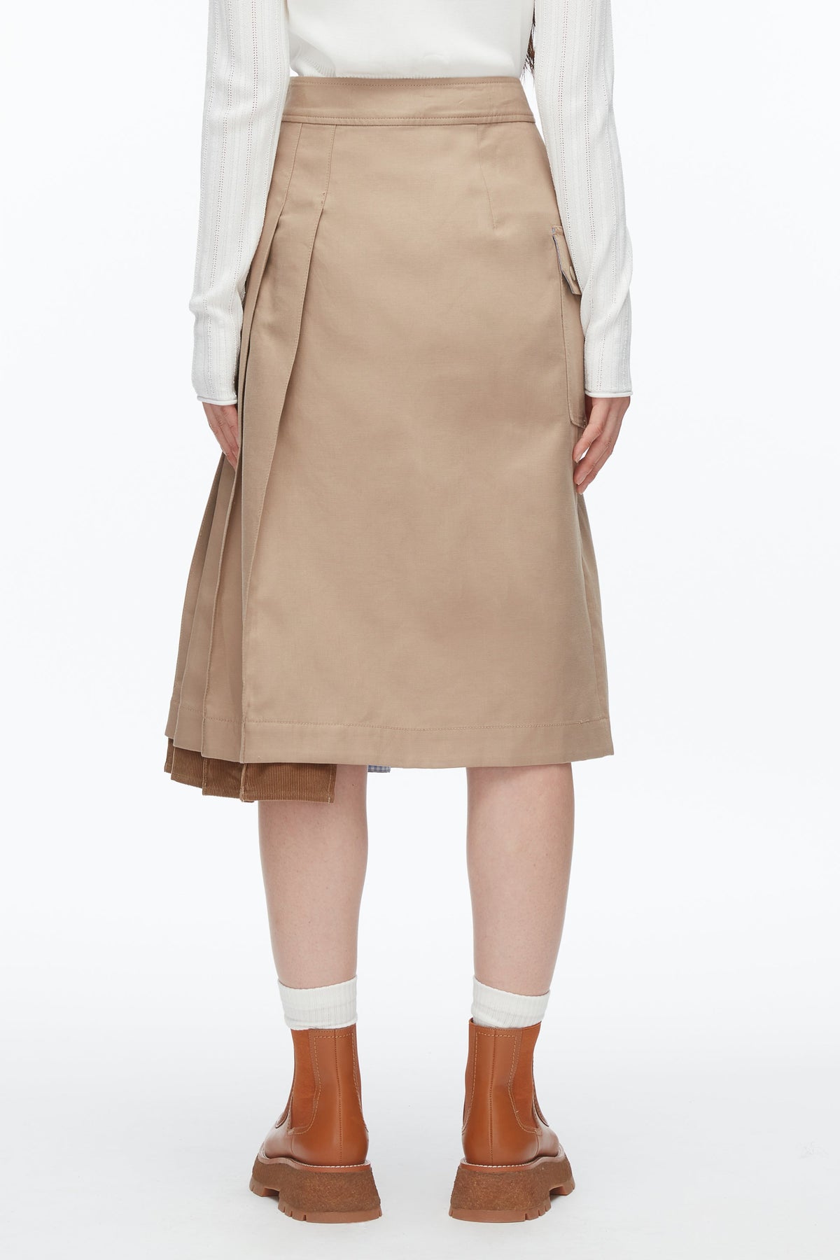 Pleated Zip Utility Skirt Praline Multi