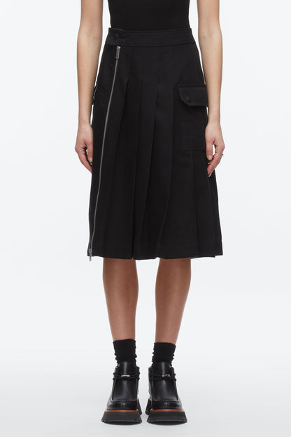 Pleated Zip Utility Skirt Black Multi