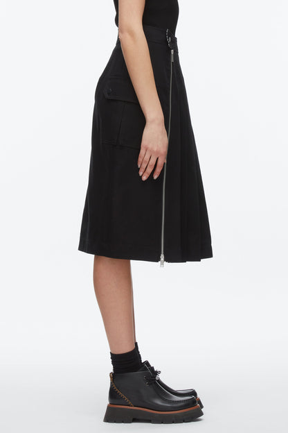 Pleated Zip Utility Skirt Black Multi