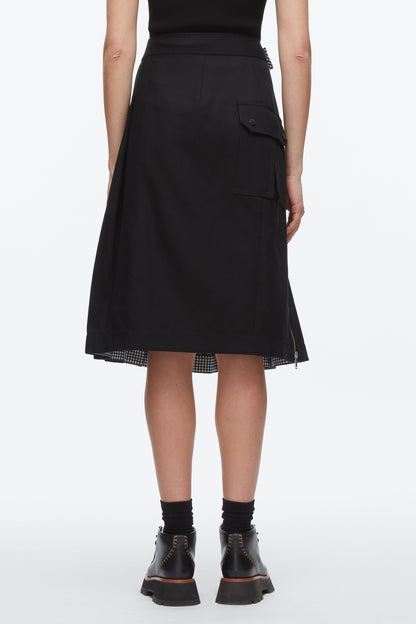 Pleated Zip Utility Skirt Black Multi