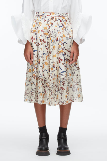Bliss Floral Pleated Skirt Parchment Multi