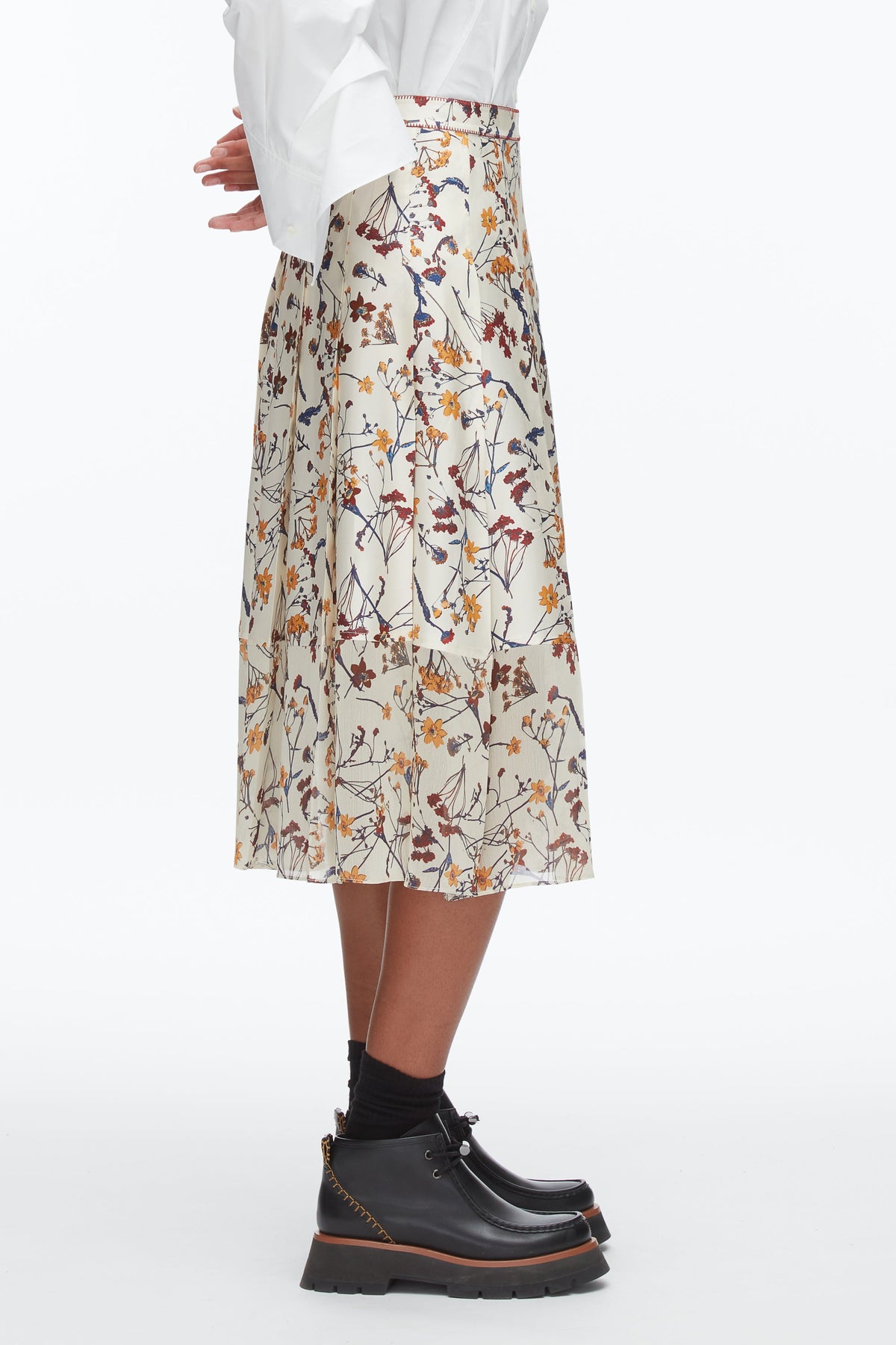 Bliss Floral Pleated Skirt Parchment Multi