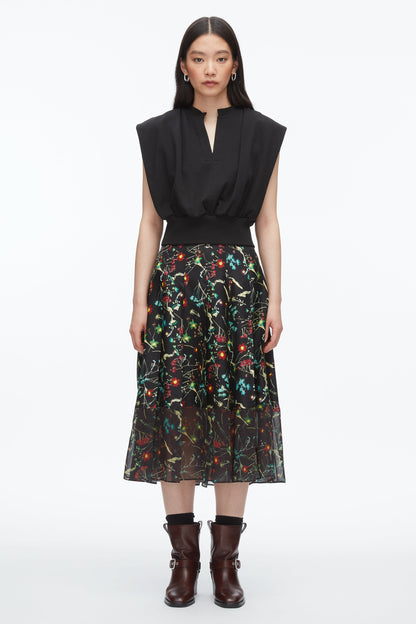 Bliss Floral Pleated Skirt Black Multi