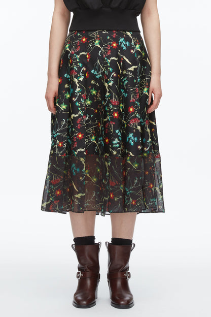 Bliss Floral Pleated Skirt Black Multi