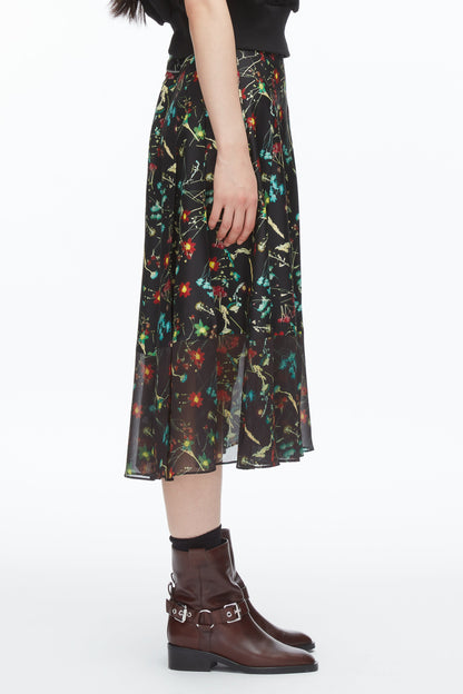 Bliss Floral Pleated Skirt Black Multi