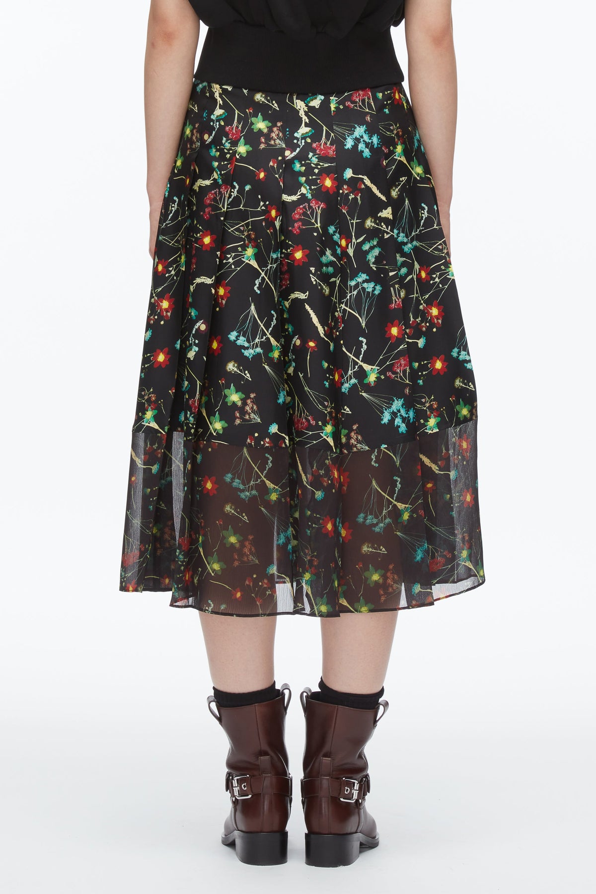 Bliss Floral Pleated Skirt Black Multi