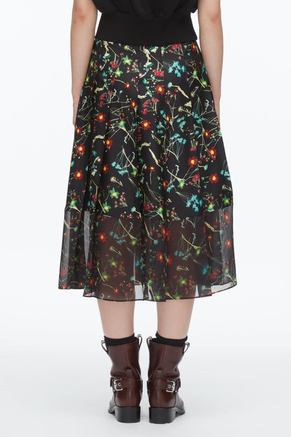 Bliss Floral Pleated Skirt Black Multi