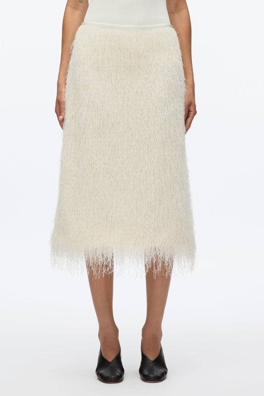 Fringe Slip Skirt Ivory