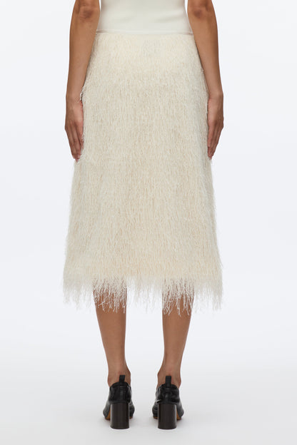 Fringe Slip Skirt Ivory