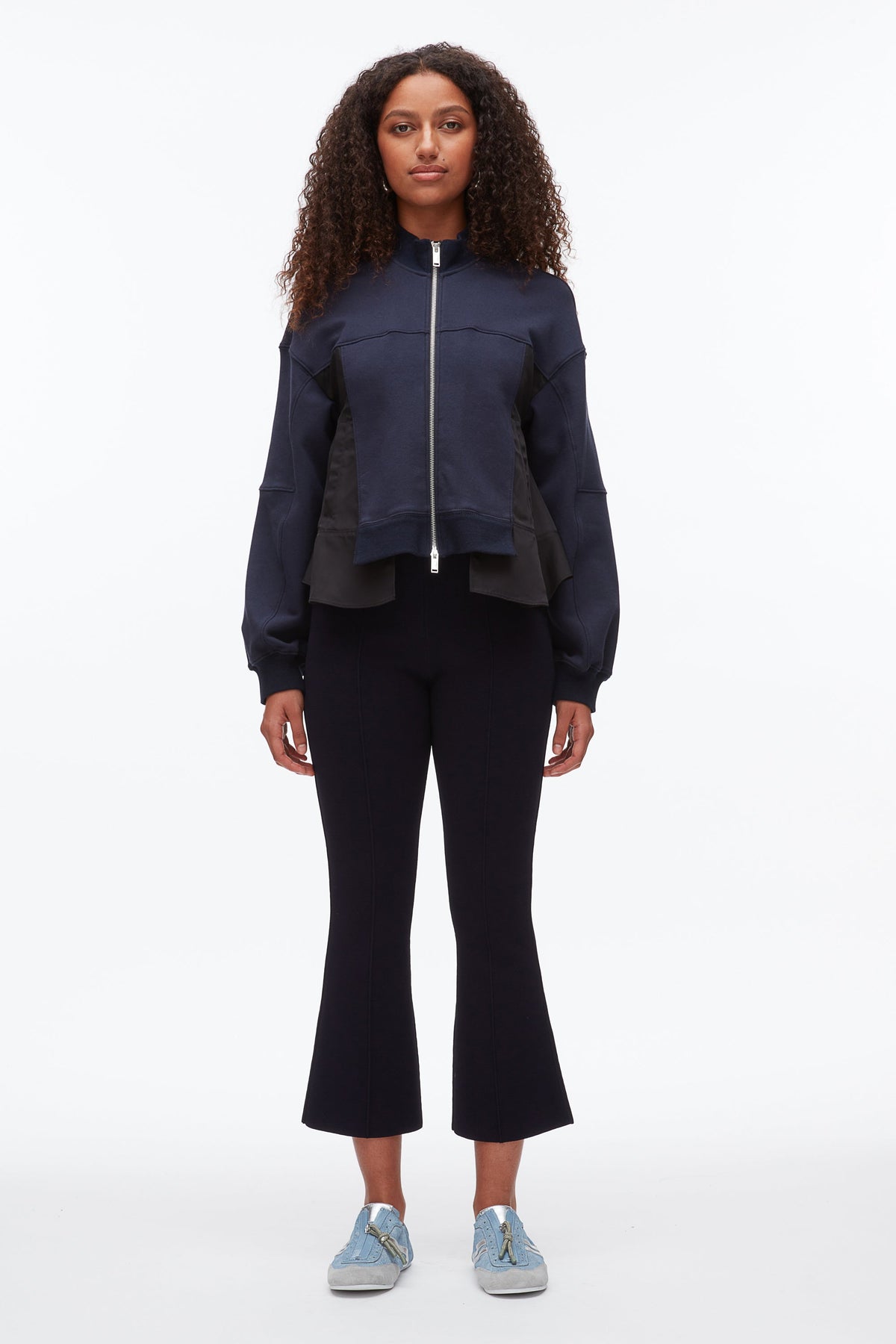 Terry Hybrid Zip Up Midnight-Black