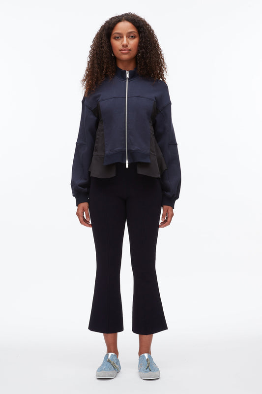 Terry Hybrid Zip Up Midnight-Black