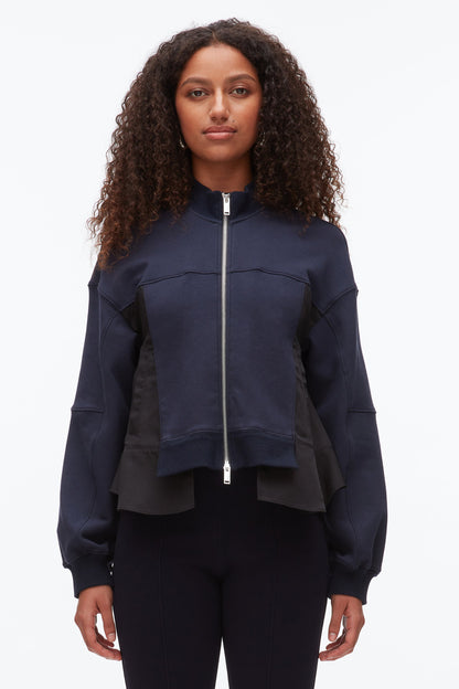 Terry Hybrid Zip Up Midnight-Black